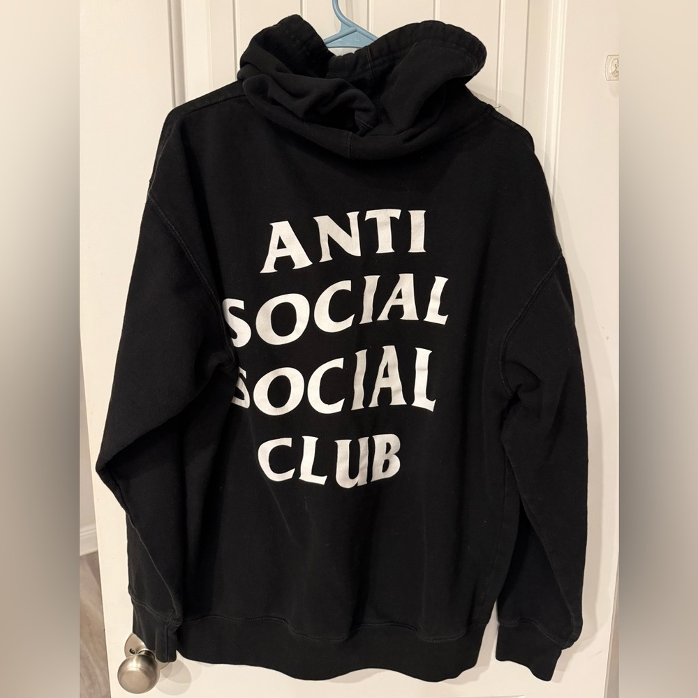 Anti Social Social Club Black Hoodie Graphic Logo Sweatshirt size L